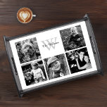 Custom Family Foto Collage Tablett<br><div class="desc">Mit Monogramm Kollektion des Fotos.</div>