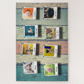 Custom Family Foto Collage Vintag rustikales Holz Puzzle (Vertikal)