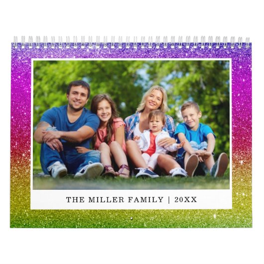 Custom Family Foto Glitzer Ombre Sparkling 2024 Kalender (Titelbild)