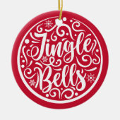Custom Family Foto Jingle Bells Christmas Red Keramik Ornament (Vorne)