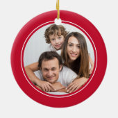 Custom Family Foto Jingle Bells Christmas Red Keramik Ornament (Hinten)
