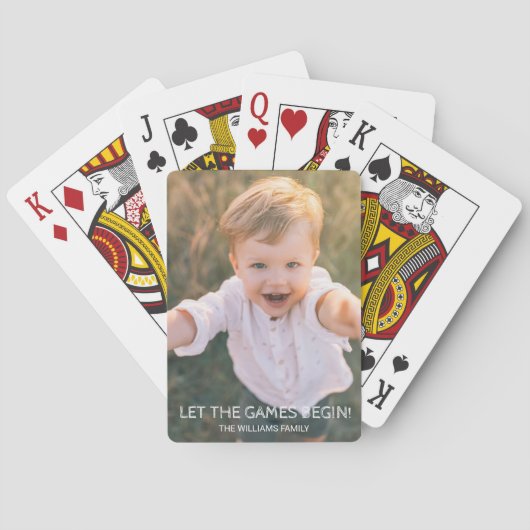 Custom Family Foto Lass Die Spiele beginnen Spielkarten (Rückseite)