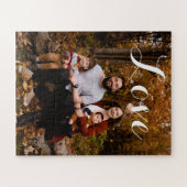 Custom Family Foto Liebe Script Calligraphy Jigsaw Puzzle (Horizontal)