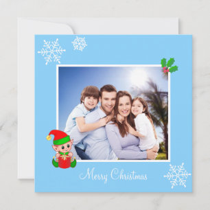 Custom Family Foto & Little Elf auf Sky Blue