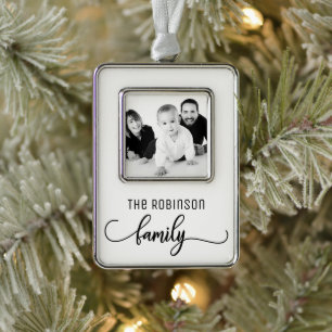 CUSTOM FAMILY FOTO Rahmen-Ornament SILBER