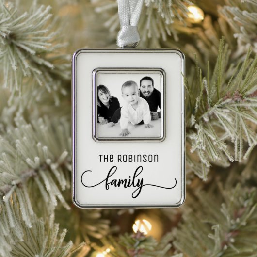 CUSTOM FAMILY FOTO Rahmen-Ornament SILBER (Baum)
