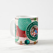 Custom Family Foto Red Green Kariert Holiday Kaffeetasse (Vorderseite Links)