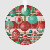 Custom Family Foto Red Green Kariert Holiday Ornament (Rückseite)