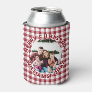 Custom Family Foto Red Kariert Weihnachten Dosenkühler