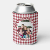 Custom Family Foto Red Kariert Weihnachten Dosenkühler (Kanne Rückseite)