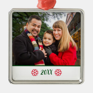 Custom Family Foto Red Snowflakes Weihnachten Ornament Aus Metall