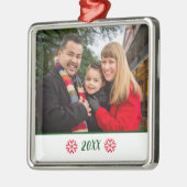 Custom Family Foto Red Snowflakes Weihnachten Ornament Aus Metall (Links)