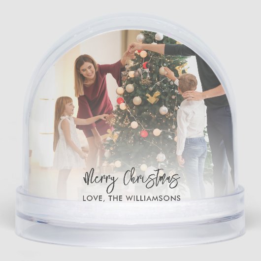 Custom Family Foto und Haustier Weihnachten Schneekugeln (Vorderseite)