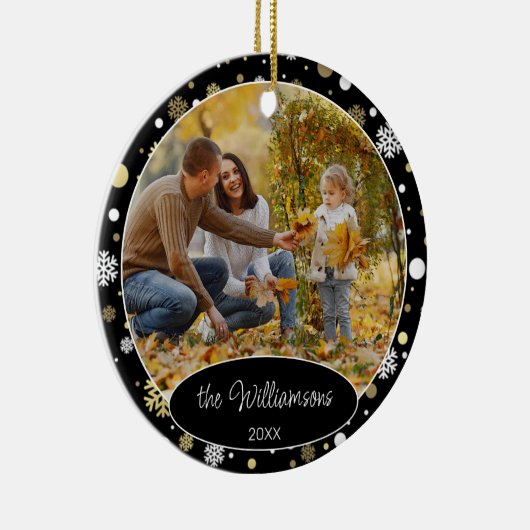 Custom Family Foto Weihnachten Personalisiert 2025 Keramik Ornament (Rechts)