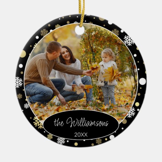 Custom Family Foto Weihnachten Personalisiert 2025 Keramik Ornament (Vorne)