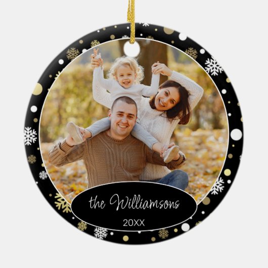 Custom Family Foto Weihnachten Personalisiert 2025 Keramik Ornament (Hinten)
