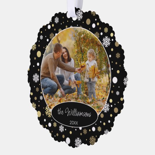 Custom Family Foto Weihnachten Personalisiert Ornament Karte (Links)