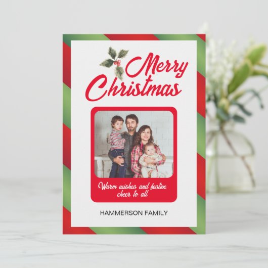 Custom Family Foto Weihnachts-Einladung Einladung (Stehend Vorderseite)