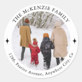 Custom Family Foto Weihnachts-Rücksendeadresse Runder Aufkleber (Vorderseite)