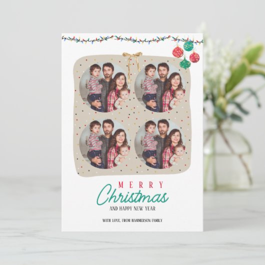Custom Family Foto Weihnachtseinladungen Einladung (Stehend Vorderseite)