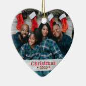Custom Family Foto Weihnachtsherz Keramik Ornament (Rechts)