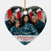 Custom Family Foto Weihnachtsherz Keramik Ornament (Hinten)