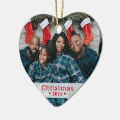 Custom Family Foto Weihnachtsherz Keramik Ornament (Links)