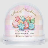 Custom Family Foto Weihnachtskost Pink Gingham Schneekugeln (Rückseite)