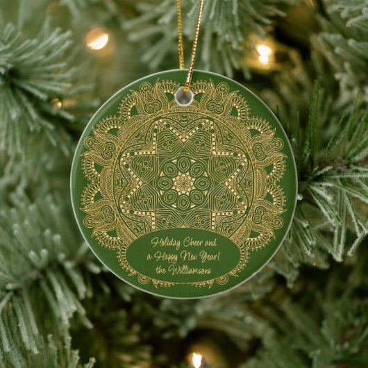 Custom Family Foto Weihnachtstext Personalisiert Keramik Ornament (Baum)