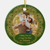 Custom Family Foto Weihnachtstext Personalisiert Keramik Ornament (Vorne)