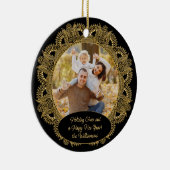 Custom Family Foto Weihnachtstext Personalisiert Keramik Ornament (Rechts)