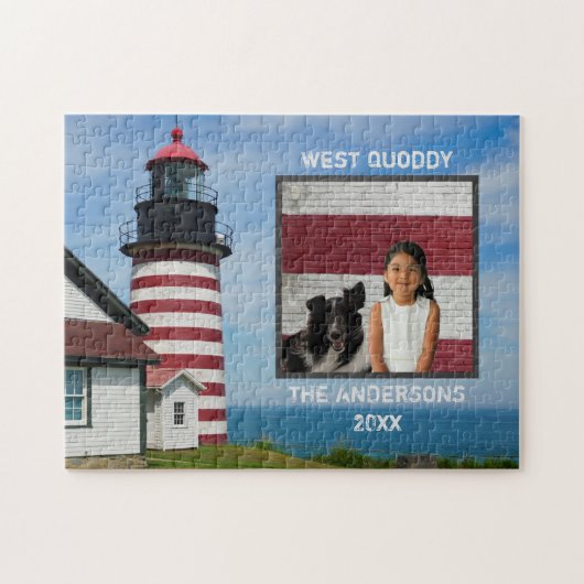 Custom Family Foto West Quoddy Lighthouse Puzzle (Horizontal)