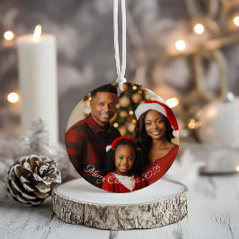 Custom Family Foto Zwei-seitige Weihnachtsschmuck Ornament
