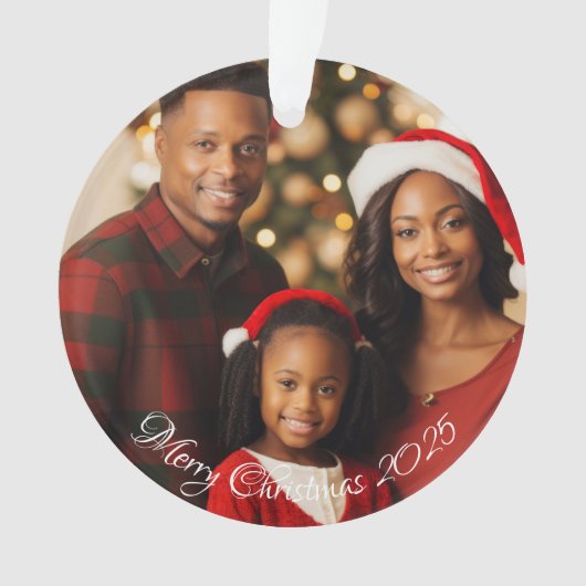 Custom Family Foto Zwei-seitige Weihnachtsschmuck Ornament (Vorderseite)