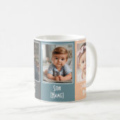 Custom Family Four Collage Blue Gray Peach Kaffeetasse (VorderseiteRechts)