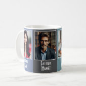 Custom Family Four Collage Blue Gray Peach Kaffeetasse (Vorderseite Links)
