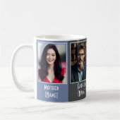 Custom Family Four Collage Blue Gray Peach Kaffeetasse (Links)