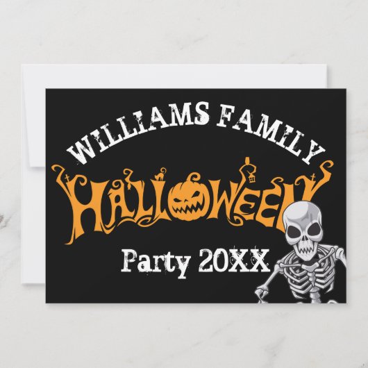 Custom Family Halloween Annual Party Skelett Einladung (Vorderseite)