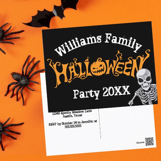 Custom Family Halloween Annual Party Skelett Postkarte
