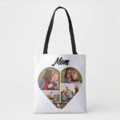 Custom Family Heart Form Foto Collage Tote Bag Tasche (Vorderseite)