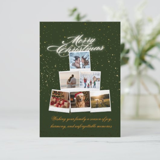 Custom Family Holiday Card – Photos & Message Dankeskarte (Stehend Vorderseite)