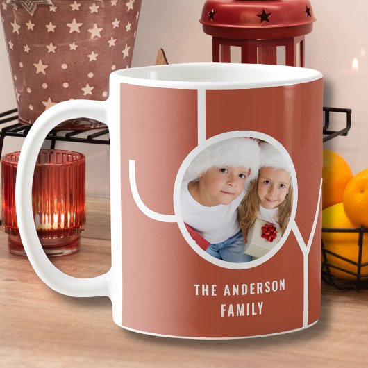 Custom Family Holiday Weihnachten Foto Terracotta Kaffeetasse