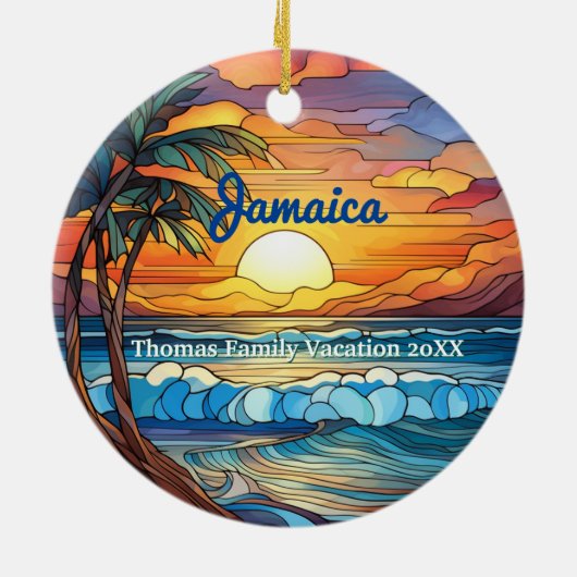 Custom Family Jamaica Trip Imitate aus festem Glas Keramik Ornament (Hinten)