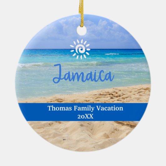 Custom Family Jamica Urlaub Weihnachten Keramik Ornament (Hinten)