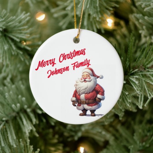 Custom Family Joy Santa Ornament (Baum)
