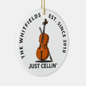 Custom Family Just Cellin Cello Fiddle Musiker Keramik Ornament (Rechts)