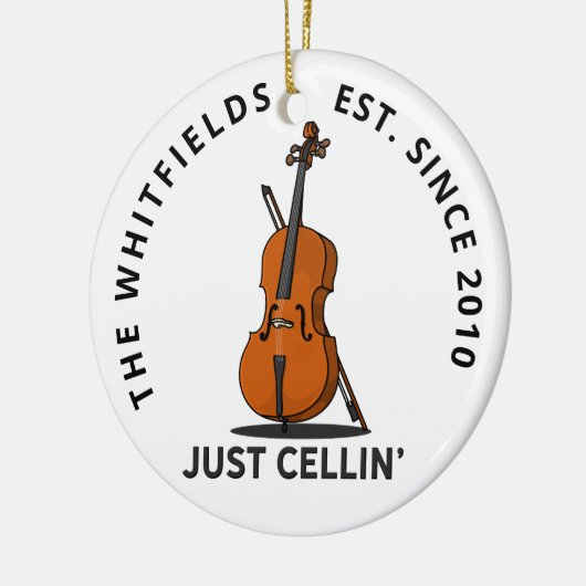 Custom Family Just Cellin Cello Fiddle Musiker Keramik Ornament (Links)