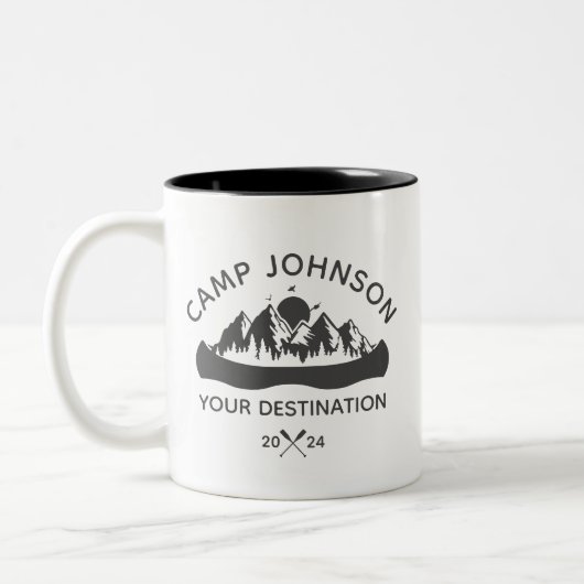 Custom Family Lake Camping Vacacation Group Matchi Zweifarbige Tasse (Links)