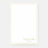 Custom Family Last Name Gold Border Notes Post-it Klebezettel (Vorderseite)