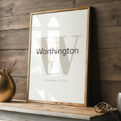 Custom Family Last Name Sign Est Date Wedding Gift Poster